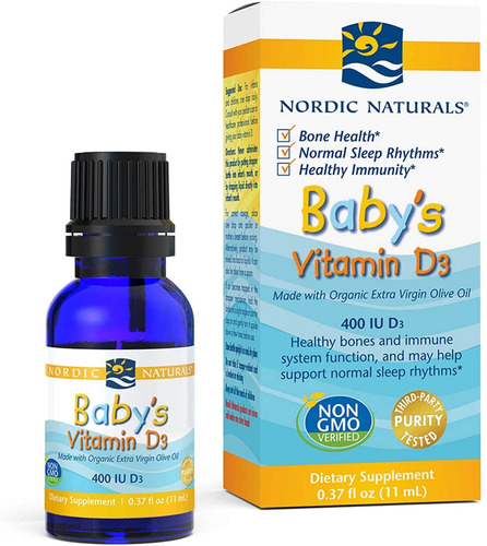 Nordic Naturals Vitamina D3 Para Bebé, Sin Sabor, 400 Ui Vit