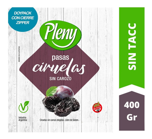 Ciruelas Pasas Sin Carozo X 400 G Pleny- Sin Gluten Sin Tacc