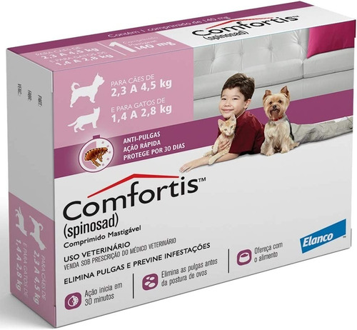 Comfortis Cães De 2,3 A 4,5kg E Gatos De 1,4 A 2,8kg