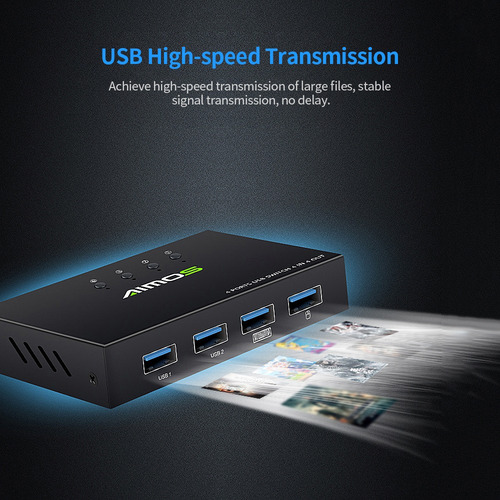 Aimos Am-404k Impresora Compartir Conmutador Usb 4 Puertos T