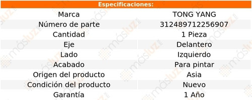 Defensa Del Izq P/pintar Audi A1 10/15 Tong Yang