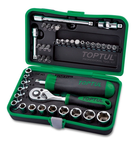 Juego De Tubos 41pzas 1/4'' Puntas Crique Milimetrico Toptul