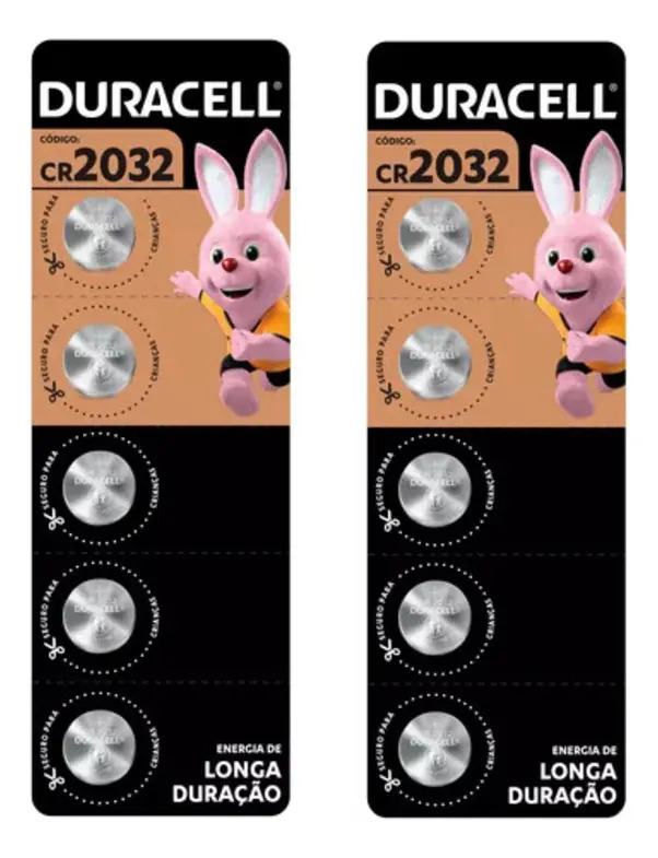 Kit Com 2 Baterias Cr2032 Duracell Com 5 Unidades