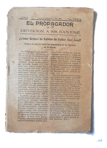 Gaceta Religiosa Antigua, El Propagador San Jose. Ago 1907