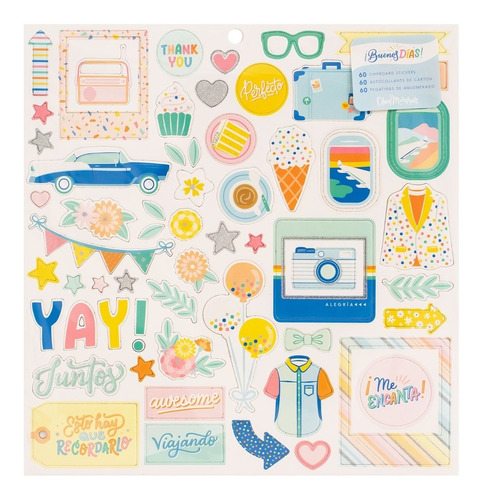  Obed Marshall Buenos Dias Chipboard Stickers 12 X12  Icons 