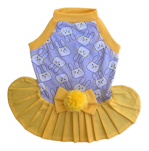 Roupas Cães Cachorro Lolô - Fêmea- Coelhinho Amarelo - Pet 