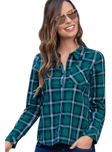 Camisa Dama Mujer Manga Larga Vaquera Cuadros Comoda Moda | Envío gratis