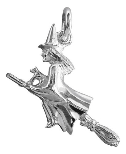 Dije Bruja Escoba Plata 925 Maciza Exclusiva Kendra Joyas