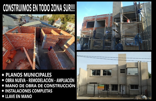 Mano De Obra Construcción De Casas U$s250 X M2 Zona Sur.