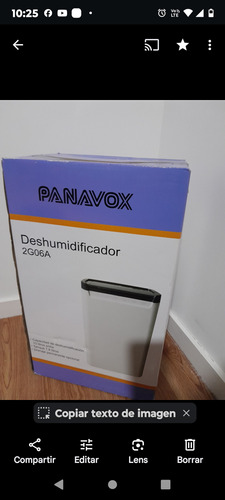 Deshumidificador Eléctrico Panavox 2g06a