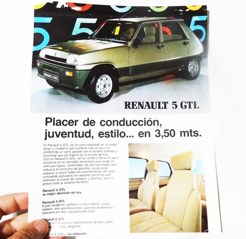 Renault 5 R5 Gtl Antiguo Folleto Publicitario No Manual Auto