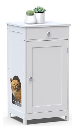 Giftgo Contemporary White Home Hidden Cat Litter Box Enclosu