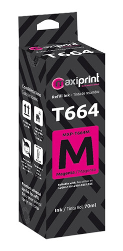Imagen 1 de 2 de Tinta Epson Generica T664k Maxiprint Botella 70 Ml Magenta