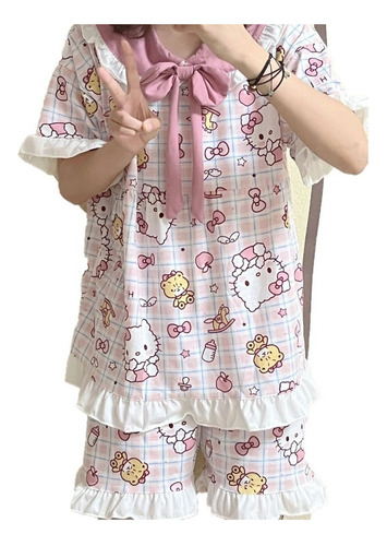 Pijama Hello Kitty Para Mujer, De Verano, Bonito De Dibujos