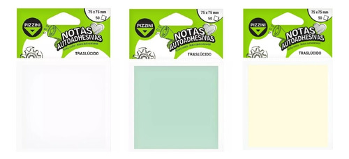 Notas Autoadhesivas Pizzini 75x75 Traslucido Taco Colores