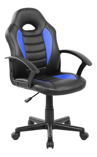 Cadeira Gamer Infantil Giratória 360° Em Couro Pu - Dpx Cor Preto/Azul Material do estofamento Poliuretano