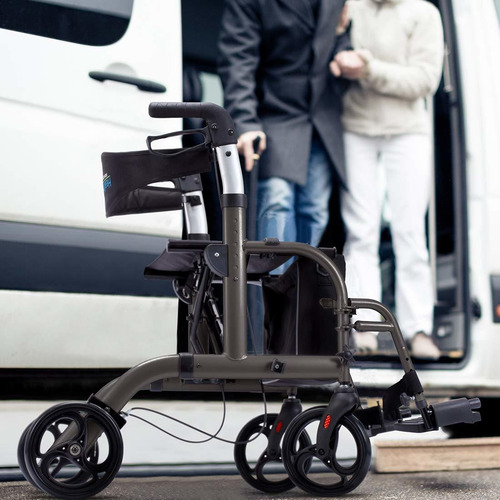 Health Line - Silla De Transporte Con Ruedas 2 En 1 Con...