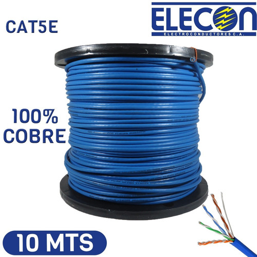 Cable Utp Internet Cat5e Elecon Interior 100% Cobre X 10mts