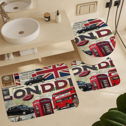 Set De 4 Cortinas De Ducha London Icons Collage-1