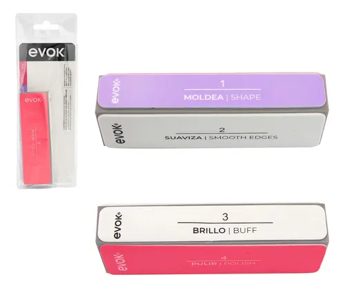 Bloque Pulidor De Uñas 4 Pasos Evok