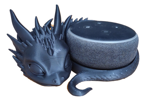 Suporte Alexa Dragão Bebê Preto 3d Para Echo Dot 3 4 E 5