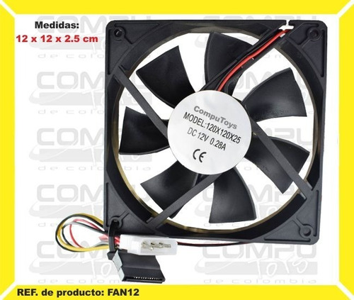 Ventilador 12v Caja 12cm Grande Ref: Fan12 Computoys Sas