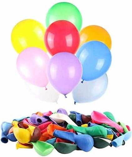 Bolsa 100 Globos Látex Colores Surtidos R9