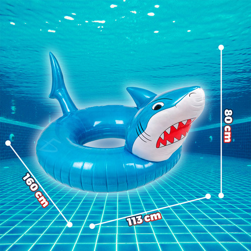 Flotador Inflable En Forma De Tiburón Con Diseño Divertido Color Azul Ele-Gate