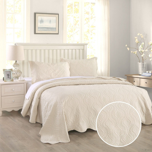 Imagen 1 de 10 de Acolchado Cubrecama Quilt 2 Plazas Natural Fundas Haussman