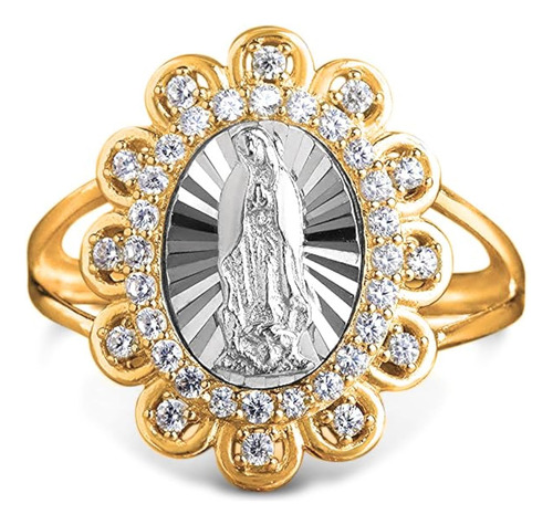 Anillo Floral De La Virgen Mara De Guadalupe Chapado En Oro