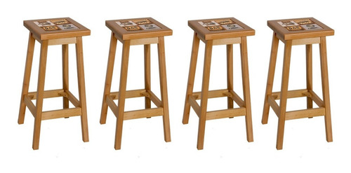 Mesa Conjunto Bistrô C/ Quatro Banquetas Alta P/ Bar Madeira