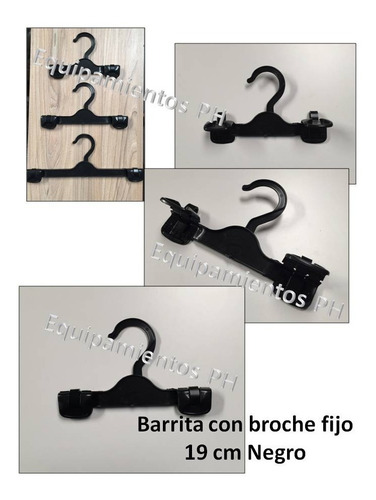 Percha Plástica Con Broche Sube Baja 19cm Negra X 50 Unid