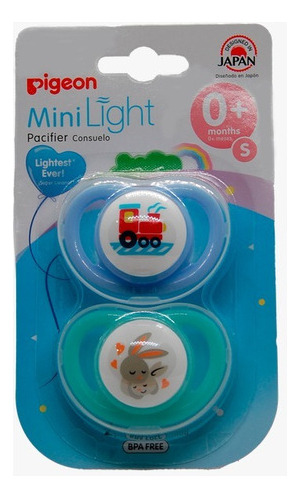 Chupete Mini Light 0 Meses 2u Pigeon