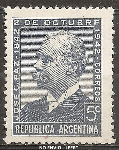 Argentina 422 Gj 869 José C. Paz Año 1942 Mint