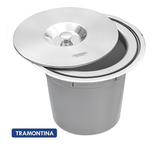 Lixeira De Embutir Aço Inox Tramontina 5 Litros Cor Cinza