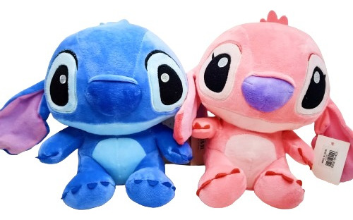 Peluche Stitch Pequeño 25 Cm Azul Y Rosado Suave Importado