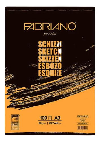 Block Fabriano Schizzi A3 100 Hojas 90grs 29.7x42cms
