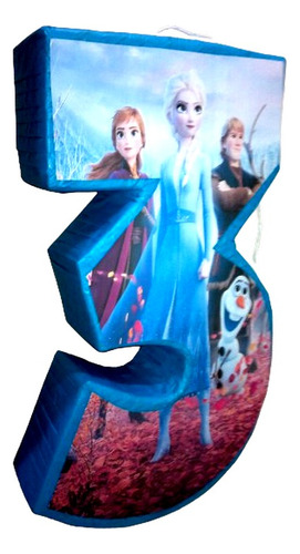 Fiesta Decoracion Piñata Num 3 Frozen Elsa Anna Olaf 1 Mtro