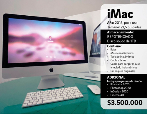 Computador iMac 21.5 2015 Como New Repotenciado Disco Solido