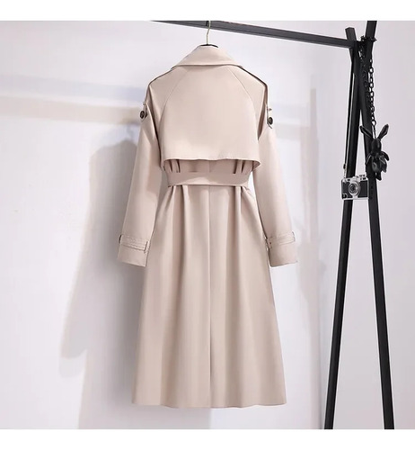 Gabardina Con Cinturón Y Doble Botonadura Y Solapa Para Muje