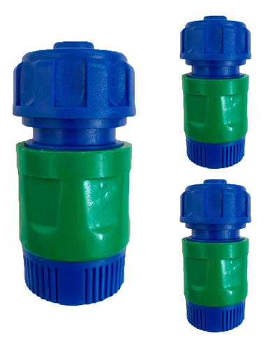 3 Conector Engate Rápido P/ Mangueira 1/2 X Torneiras 3/4 Cor Azul/Verde