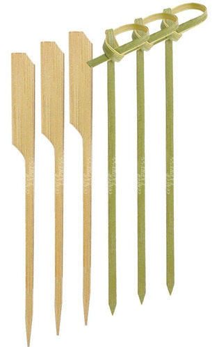 Espeto Bambu Golf + Knotted Stick Petiscos 9cm 100un De Cada
