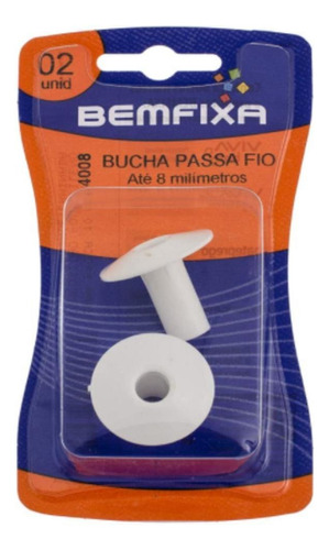 Bucha Passa Fio 08mm Branca C/2unid. Bemfixa