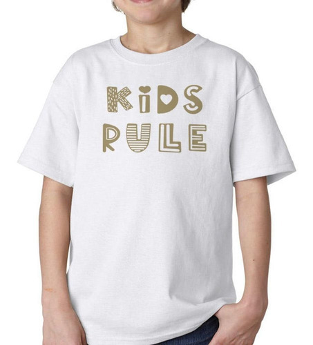 Remera De Niño Frase Kids Rules Niños Reglas Juegos