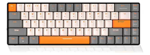 comprar Teclado mecánico K68 de modo dual Hotswap Switch rojo para jugadores, 60% blanco, inglés de EE. UU.