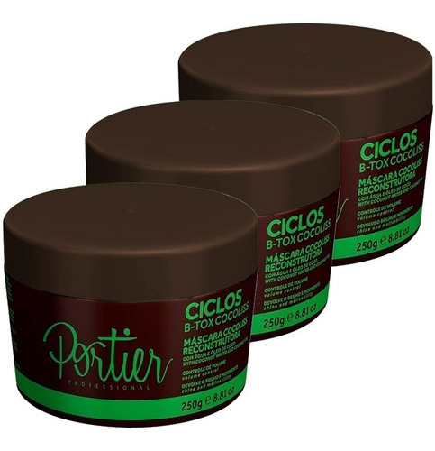 Kit 03 Btx Capilar Cocoliss Com Óleo De Coco Portier 250g