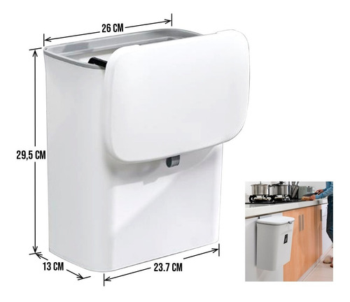 Imagen 2 de 10 de Basurera Caneca Cocina Portátil Blanca 9lt ( Iva Incluido)