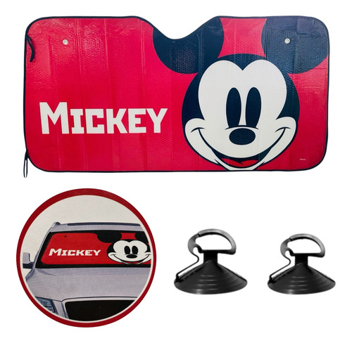 Parasol Universal Auto Diseño Mickey Mouse Protege Rayos Uv