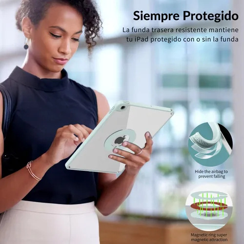 Mr. Gadgets Funda Case Transparente Smart Folio 2 En 1 Magnetico, Antifouling, Compatible Con iPad 7th/ 8th /9th 10.2 Pulgadas Porta Lapices, Soporte Plegable, Color Azul Cielo