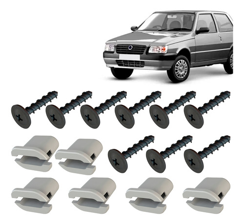 Kit Grampo Presilha 15 Pçs Moldura Paralama Uno Mille 04 05